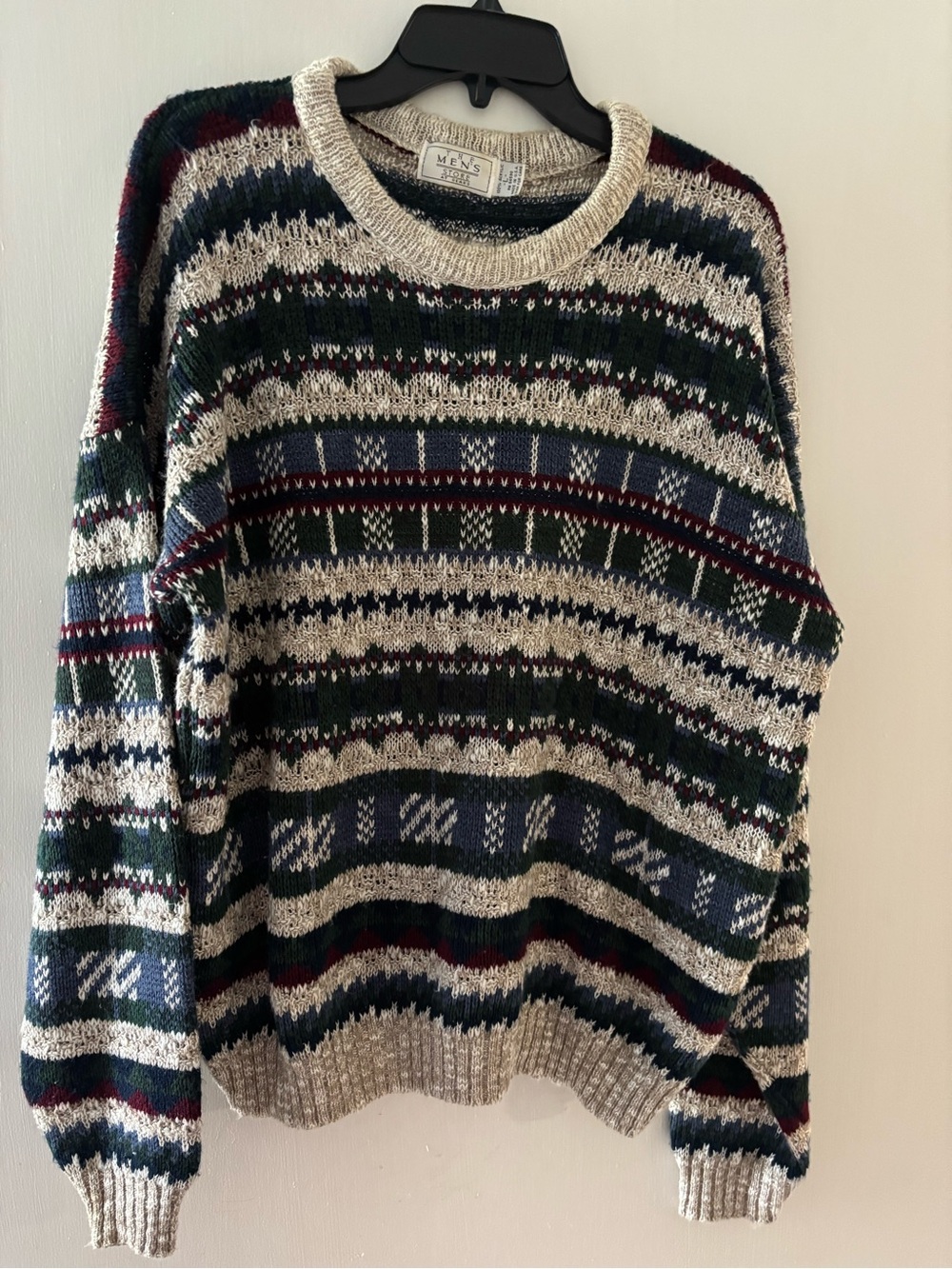 Sears vintage Crewneck Sweater in Cream, Navy & Green
